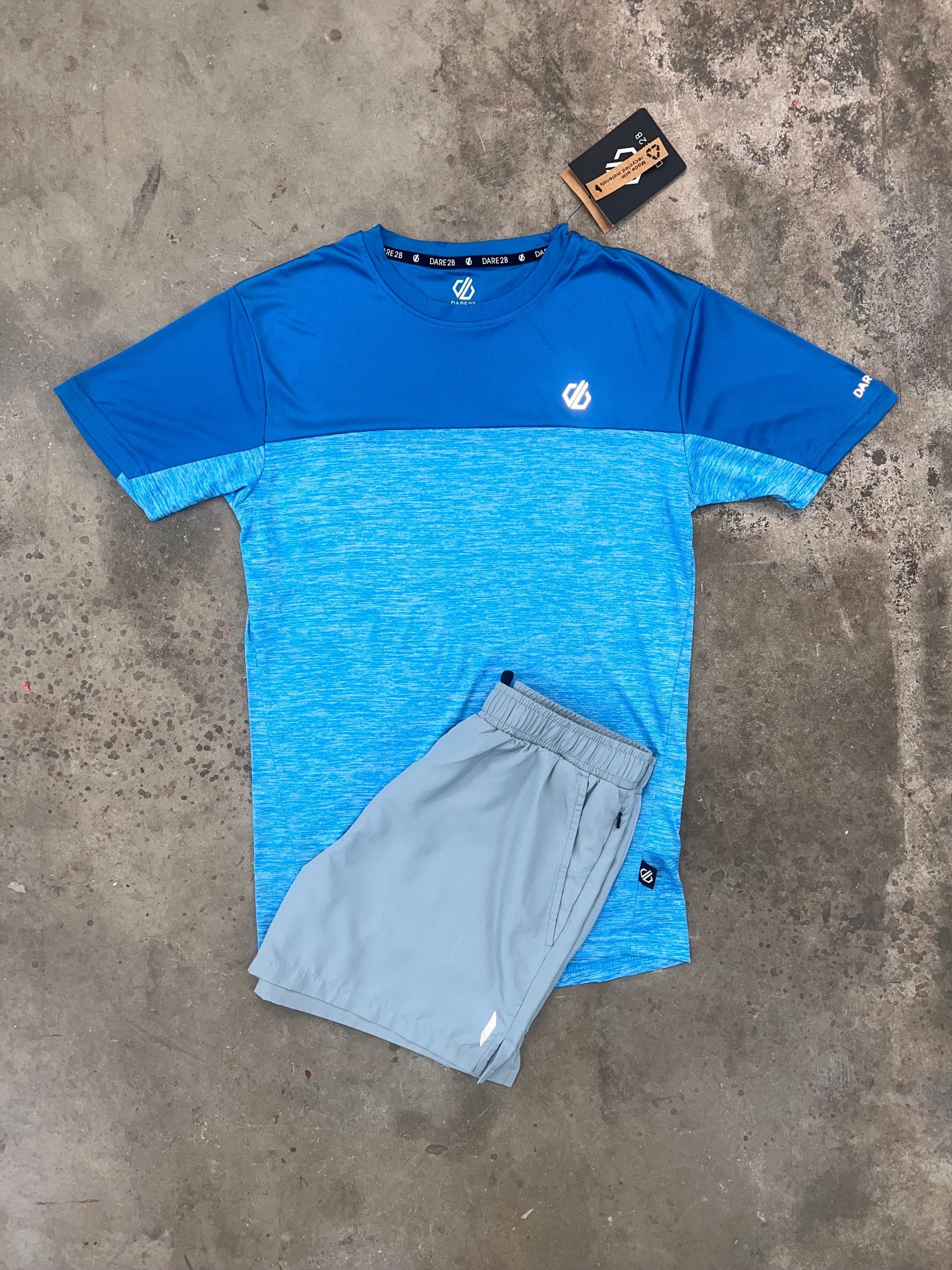 Dare2b Circuit Deep Water Set - T Shirt / Grey Shorts