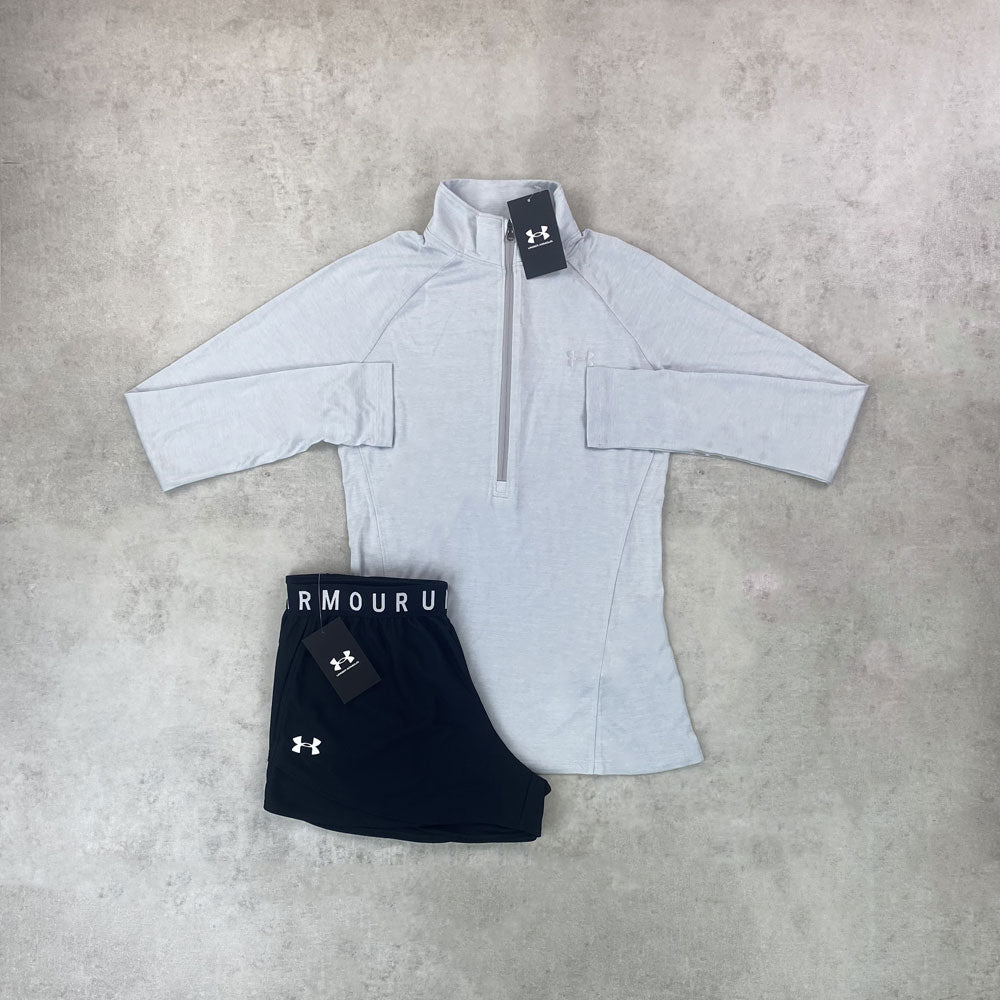 UN ARM Half Zip/Play Shorts Halo Set Grey/Black Women's