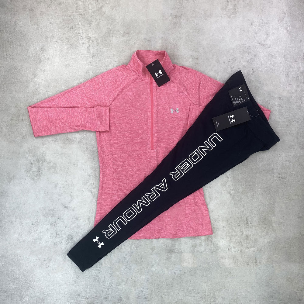 UN ARM Half Zip/ Wordmark Leggings Set Cerise/ Black Women's